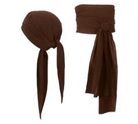 OuryTech Copricapo da Pirata, Costume da Pirata Donna, Set Bandana Carnevale per Uomini e Donne, Cappello da Pirata e Cintura per Avventure di Carnevale e Styling Costumi (Marrone)