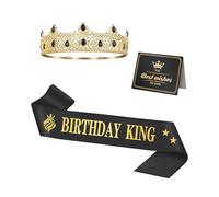 OuryTech Corona di Compleanno, Corona per Ragazze, Tiara Compleanno, Corona d'oro, Decorazioni per Feste, Idee Regalo per Uomini, Decorazioni di Compleanno con Corona e Fascia, 3 Pezzi