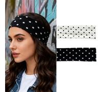 OuryTech Fascia per Capelli Donna, 2 Pezzi Cerchietti e Fasce, Fasce a Pois Nere e Bianche, Accessori per Capelli Retrò Antiscivolo per Donne