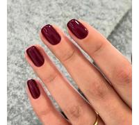 OuryTech Press On Nails Rosso, 24 Pezzi Unghie Finte Adesive e Unghie Finte, Rosso Borgogna a Mandorla in Gel Morbido, Riutilizzabili per Donne (Tipo D)