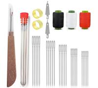 OuryTech Set di Aghi da Cucito, 34 Pezzi Aghi con Cruna Grande, Set Cucito per Pelle, Aghi e Filo, Aghi in Acciaio Inox per Cucito a Mano, Facile da Trasportare per Appassionati di