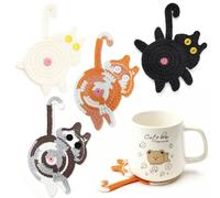 OuryTech sottobicchieri 4 Pezzi Set, sottobicchieri Divertenti per caffè, Decorazione da tavola e Idee Regalo per Donne, Gatti, Gatto