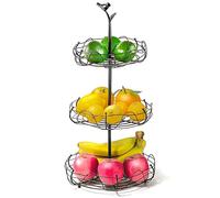 Ouseen Cesto per frutta a 3 livelli con grazioso manico, organizer multifunzionale in metallo per frutta e verdura, ideale per decorare la casa e riporre oggetti