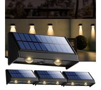 OUSFOT Applique da Esterno Solare 4 Pezzi, Impermeabile IP65 Luce Solare Led da Esterno, 3200K Bianco Caldo Faretti Solari per Pareti, Ringhiere, Recinzioni, Giardini, Terrazze, Balconi, Scale