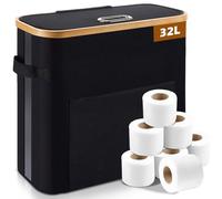 OUSFOT Cestino per Carta Igienica, 32L Porta Carta Igienica Cesto Portaoggetti con Coperchio per 12 Rotoli di Carta Igienica Organizer Bagno Nero