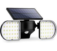 OUSFOT faretti solari a led da esterno IP67 con sensore di movimento Lampade solari a LED per esterni impermeabili, 4 pezzi luci solari esterno, 3 modalità, super luminose, cortile (1pcs)