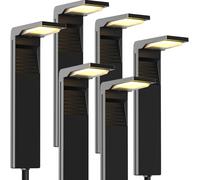 OUSFOT Faretti Solari da Giardino con 2 Temperature di Colore 6 Pezzi, Luci Solari da Giardino Potenti 32 LED, IP65 Impermeabile Luci da Esterno Giardino, Sentiero, Vialetto, Terra Percorso, Nero