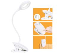 OUSFOT Lampada da Scrivania Led con Clip 3 livelli Dimmerabili USB Ricaricabile 360° Flessibile lampada scrivania Controllo Touch Alto-luminoso 16 Led per Stanza Ufficio Lettura Lavoro Tavolo