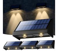 OUSFOT Lampada Solare da Esterno 4PCS Impermeabile 1200 mAH 3200 K Luci Solari Esterno bianca calda Luce solare esterno Luci per recinzione solare per ringhiera Recinzione Muro Giardino