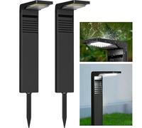 OUSFOT Lampada solare per esterni, giardino, 2 pezzi, impermeabile, IP65, faretto solare per esterni con 2 modalità di illuminazione per cortile vialetto