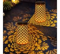 OUSFOT Lanterne Solari da Esterno 2 Pezzi, Due Modalità di Illuminazione Lanterne Solari da Giardino, Impermeabile Luci solare per Terrazza, Patio, Tavolo, Festa, Decorazione Orientale della Casa