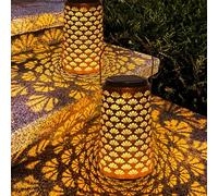 OUSFOT Lanterne Solari da Esterno 2 Pezzi, Due Modalità di Illuminazione Lanterne Solari da Giardino, Impermeabile Luci solare per Terrazza, Patio, Tavolo, Festa, Decorazione Orientale della Casa