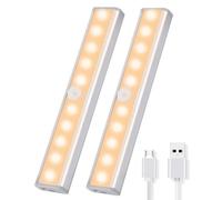 OUSFOT Luce con Sensore Di Movimento, 10 LED Luce Sottopensile Cucina LED 2 pezz Magnetica Ricaricabile Luci Armadio Adatto per Scale, Corridoi, Cucine Emergenze in Garage