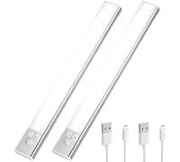 OUSFOT Luce LED con Sensore di Movimento 3 Modalità Luce LED Adesiva Ricaricabile USB 1500mAh Luce Notturna per Armadio/Scala/Cucina/Seminterrato/Bagno/Corridoio/Garage (30cm)