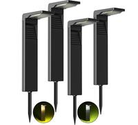 OUSFOT Luci Solari da Esterno IP65 Faretti Solari per Esterni 32 LED con 2 Modalità di Temperatura di Colore a Terra per Percorso Vialetto da Giardino-4PCS