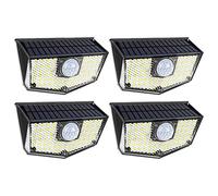 OUSFOT luci solari esterno P67 con sensore di movimento Lampade solari a LED per esterni impermeabili, 4 pezzi, faretti sorali, 3 modalità, super luminose, cortile