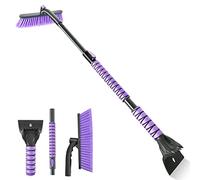 OUSHASAA POBOMVOM - Raschietto per Ghiaccio e Spazzola da Neve con Manico Estensibile, Staccabile, Testa con setole morbide, Impugnatura in Schiuma, per Auto, Camion o SUV, Strumento per finestrini e