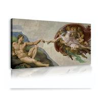 OUSHION ART La creazione di Adamo, Michelangelo Buonarroti Stampe tradizionali su tela Vintage Religione Wall Picture per soggiorno Decor 60x130cm telaio interno