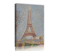OUSHION ART La Torre Eiffel 1889 Georges Seurat Neoimpressionismo Tela Pittura Vintage Paesaggio Galleria Arte della parete per Bar Arredamento Cucina 60x40cm telaio interno