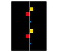 OUSHION ART Piet Cornelies Mondrian Geometria minimalista Linea bianca Sfondo nero Stampe su tela e poster per Home Office Decor 45x35cm telaio interno