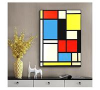 OUSHION ART Piet Mondrian Arte Classica Geometria Linea Rosso Blu Giallo Bianco Composizione Stampe Su Tela Pittura Poster Decor Della Parete di Casa 68x40 cm Senza Cornice