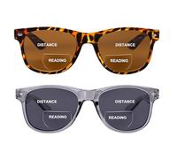 OuShiun Confezione da 2 occhiali da sole invisibili bifocali, da lettura all'aperto, lettore di occhiali da sole, protezione UV400, per uomo e donna, Tartaruga+grigio trasparente