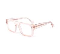 OuShiun Occhiali da lettura filtro luce blu occhiali da lettura, lettore di frame quadrato anti glare sport occhiali da computer, champagne trasparente, 3,5