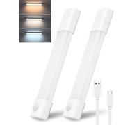 OUSIDE LED Sottopensile Cucina con Sensore di Movimento, Magnetica Senza Filo Ricaricabile Luci per Armadio, Dimmerabile, 3 Temperature di Colore per Cucina, Guardaroba, Scale (30cm,2 Pezzi)