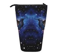 OUSIKA Astuccio portamatite telescopico con due colibrì sotto il cielo stellato, astuccio telescopico, portapenne, trousse per il trucco per Natale e le vacanze, Nero , Taglia unica, Portamonete