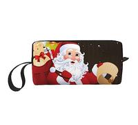 OUSIKA Babbo Natale Borse per cosmetici per le donne Borsa per il trucco portatile Borsa da viaggio Borsa per la ricezione giornaliera Borsa da toilette di grande capacità, bianca, taglia unica,