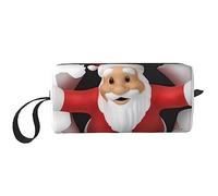 OUSIKA Babbo Natale Borse per cosmetici per le donne Borsa per il trucco portatile Borsa da viaggio Borsa per la ricezione giornaliera Borsa da toilette di grande capacità, bianca, taglia unica,