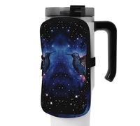 OUSIKA Borsa per bottiglia d'acqua con stampa di due colibrì sotto il cielo stellato, borsa portatile per bottiglie sportive, borsa con cerniera, borsa da cintura per uomo e donna, Nero , S