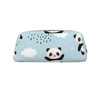 OUSIKA Borsa per trucchi in pelle con panda, astuccio da viaggio, trousse per cosmetici, borsa per riporre oggetti quotidiani da donna, Argento, Taglia unica