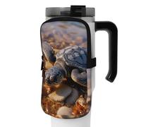 OUSIKA Carino Baby Sea Turtle Crawled on the Beach stampa bottiglia d'acqua sacchetto Tumbler sacchetto portatile sport bottiglia accessori borsa borsa cerniera sacchetto cintura per uomo donna, Nero