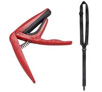OUSIKA Clip for chitarra Capo Morsetto for chitarre, 1 pz Quick Change Trigger Capo Key Clamp No.03 Rosso e 1 pz Cinghie for ukulele classiche in nylon regolabili Chitarre