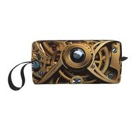 OUSIKA Cool Steampunk Gears Borse cosmetiche per le donne Borsa per il trucco portatile Borsa da viaggio Borsa da viaggio Borsa da toilette di grande capacità, bianco, Taglia unica, moderno