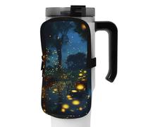 OUSIKA Fireflies - Custodia per bottiglia d'acqua con stampa di lucciole, borsa portatile per bottiglie sportive, borsa con cerniera, borsa da cintura per uomo e donna