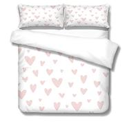 OUSIKA Set Di Biancheria Da Letto 3 Pezzi Motivo Stampa Di Cuori Rosa 3D 200X200Cm, Set Copripiumino Una Piazza E Mezza Bambini In Microfibra Con Chiusura A Cerniera E 2 Federe 50X80Cm