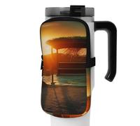 OUSIKA Sunrise - Custodia per bottiglia d'acqua con stampa vuota, borsa per bicchiere, borsa portatile, accessori per bottiglie sportive, borsa con cerniera, borsa da cintura per uomo e donna, Nero ,