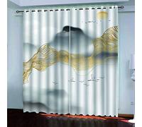 OUSIKA Tende Oscuranti Termiche Isolanti 3D Paesaggio Acquerellato All'Alba Finestre Soggiorno Moderne 2 Pezzi Stampa Con Occhielli Per Camera Da Letto 140x160Cm Decorazione Della Casa Dei Bambini