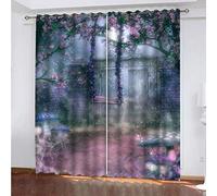 OUSIKA Tende Per Interni 3D Stampa Paesaggio Con Giardino Da Sogno Camera Da Letto Tenda Per Bambini 2 Pezzi Con Occhielli 280x160Cm Soggiorno Finestra Moderne, Tenda Termiche Isolanti Per Il Freddo