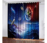 OUSIKA Tende Per Interni 3D Stampa Pianeta Blu Nell'Universo Camera Da Letto Tenda Per Bambini 2 Pezzi Con Occhielli 280x160Cm Soggiorno Finestra Moderne, Tenda Termiche Isolanti Per Il Freddo
