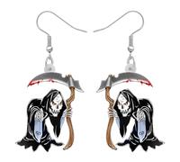 OUSIO Acrilico Nero Grim Reaper Orecchini Malvagia Morte Falce ciondola Gioielli Ipoallergenici Per Le Donne Fascino Decorazione di Halloween Regali Gotici, Medium, Acrilico, Nessuna pietra preziosa