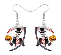 OUSIO Acrilico Nero Grim Reaper Orecchini Malvagia Morte Falce ciondola Gioielli Ipoallergenici Per Le Donne Fascino Decorazione di Halloween Regali Gotici, Medium, Acrilico, Nessuna pietra preziosa