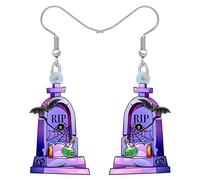 OUSIO Orecchini in acrilico spaventoso con pietra tombale horror triste mietitore tomba ciondola gioielli ipoallergenici per le donne giorno dei morti regali spettrali, Medium, Acrilico, Nessuna