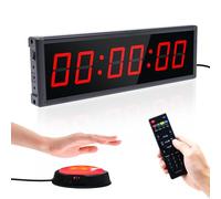 Ousmile Countdown Timer, 12/24H Orologio da Parete Digitale con Telecomando, Cronometro Sportivo con Pulsante di Avvio/Arresto Wireless, Timer di Intervallo per Sport e Home Gym (1 pulsante)