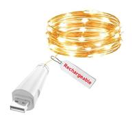 OUSMIN Luci Decorative LED USB Ricaricabili, 2m 20 LED Fairy String Lights, a Batteria per Barattoli, Matrimonio, Centrotavola & Decorazioni Natalizie