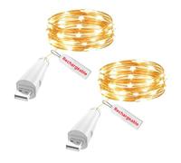 OUSMIN Luci Decorative LED USB Ricaricabili, 2m 20 LED Fairy String Lights, a Batteria per Barattoli, Matrimonio, Centrotavola & Decorazioni Natalizie