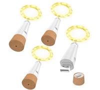 OUSMIN Luci della stringa, luci della bottiglia di vino ricaricabili USB con sughero, versione 2024 USB Fairy Light per il partito di Natale