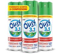 OUST 3in1 Spray Disinfettante Elimina Odori, Uccide il 99,9% dei Batteri sulle Superfici e Tessuti d'Arredo, Fragranza Open Air, 3 Confezioni da 400ml